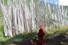 Gebedsvlaggen Bhutan met kinderen