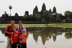 Weerspiegeling torens Angkor Wat Cambodja