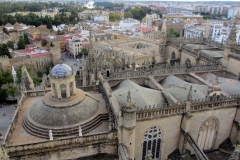 Uitzicht vanaf kathedraal Sevilla met kinderen