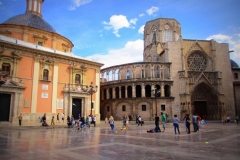 Plein Kathedraal Valencia met kinderen