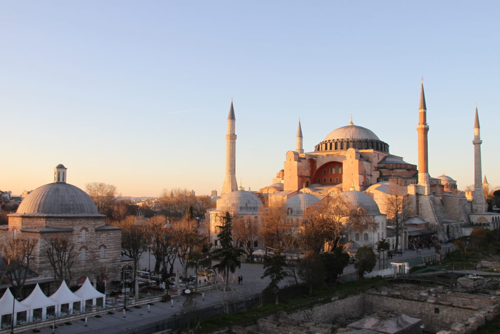 Aya Sofia moskee Istanbul met kinderen reisfoto's